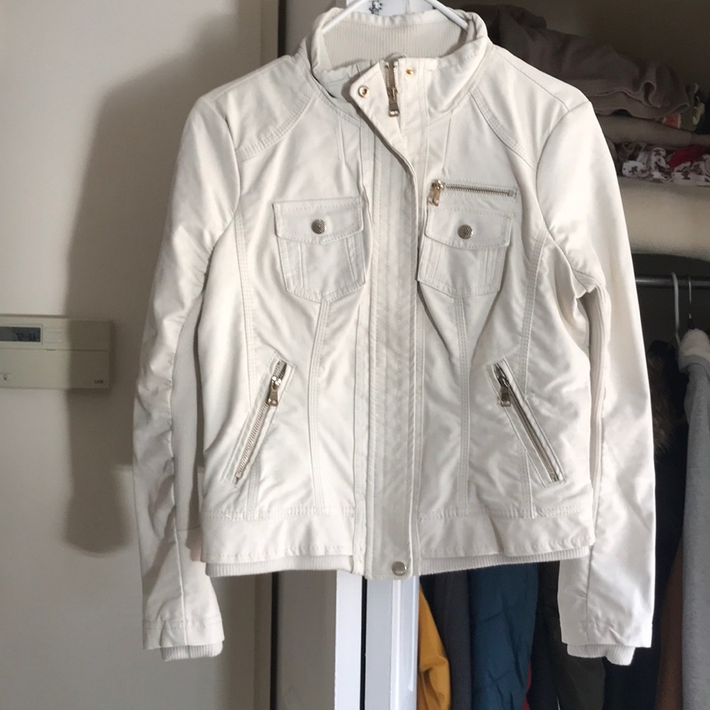 FAUX fur lined leather jacket